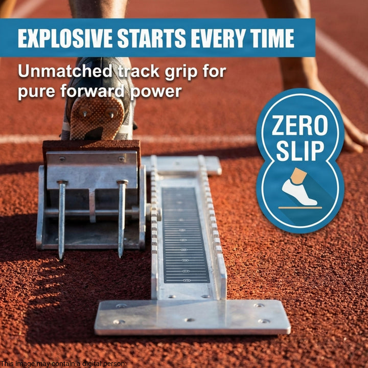 Grand Prix Starting Block for Track &amp; Field ? Heavy-Duty Aluminum Cast, Rust-Proof Steel Channel, Adjustable Pedals with 4 Angles, 3 Anchor Nails for Strong Outdoor Grip, Durable &amp; Stable Design