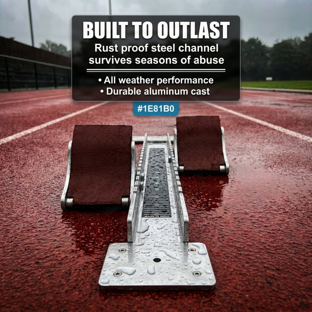 Grand Prix Starting Block for Track &amp; Field ? Heavy-Duty Aluminum Cast, Rust-Proof Steel Channel, Adjustable Pedals with 4 Angles, 3 Anchor Nails for Strong Outdoor Grip, Durable &amp; Stable Design