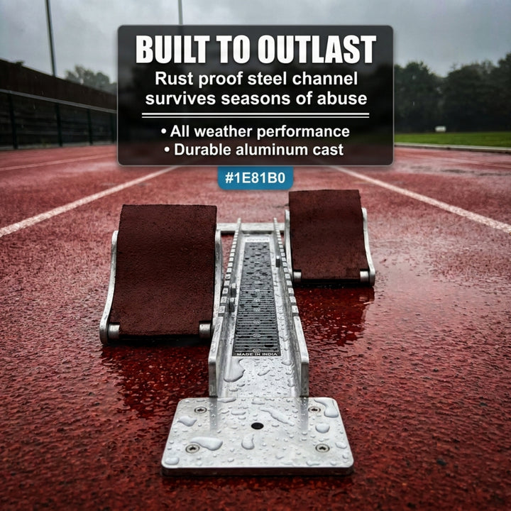 Grand Prix Starting Block for Track &amp; Field ? Heavy-Duty Aluminum Cast, Rust-Proof Steel Channel, Adjustable Pedals with 4 Angles, 3 Anchor Nails for Strong Outdoor Grip, Durable &amp; Stable Design