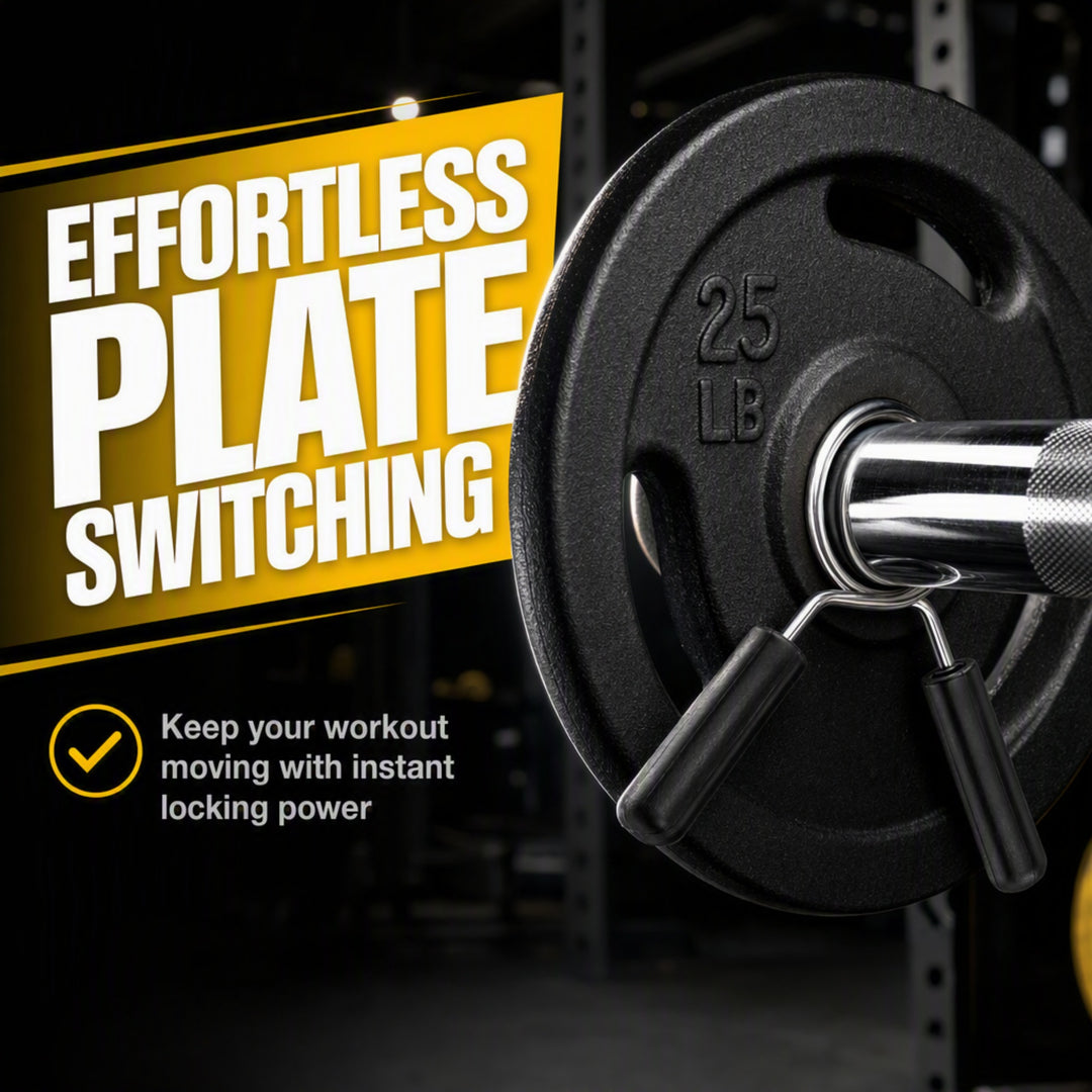 1 inch Chromed Spring Clip Collar Pair - Effortless Plate Switching for Efficient Workouts