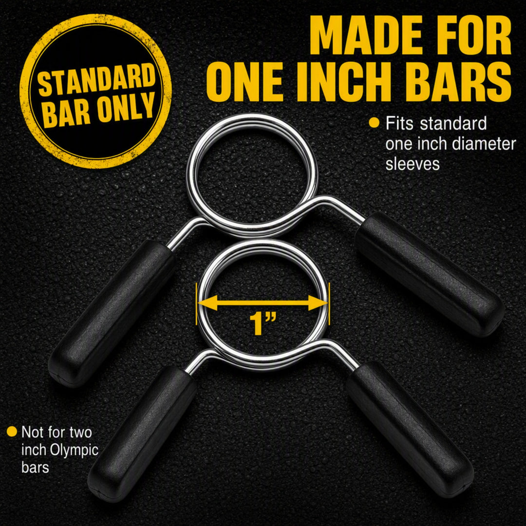 1 inch Chromed Spring Clip Collar Pair - Effortless Plate Switching for Efficient Workouts