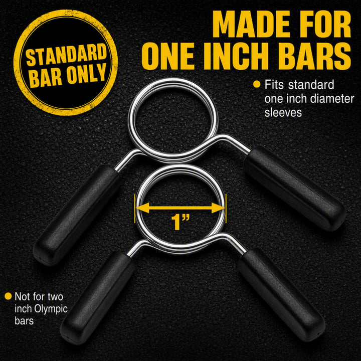 1 inch Chromed Spring Clip Collar Pair - Effortless Plate Switching for Efficient Workouts