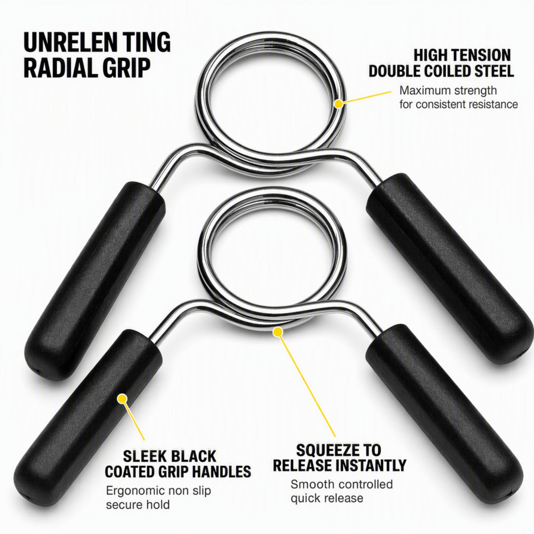 1 inch Chromed Spring Clip Collar Pair - Effortless Plate Switching for Efficient Workouts