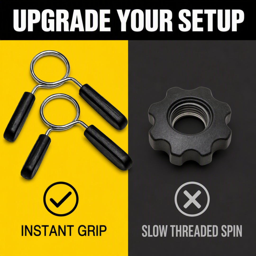 1 inch Chromed Spring Clip Collar Pair - Effortless Plate Switching for Efficient Workouts