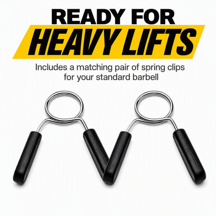 1 inch Chromed Spring Clip Collar Pair - Effortless Plate Switching for Efficient Workouts