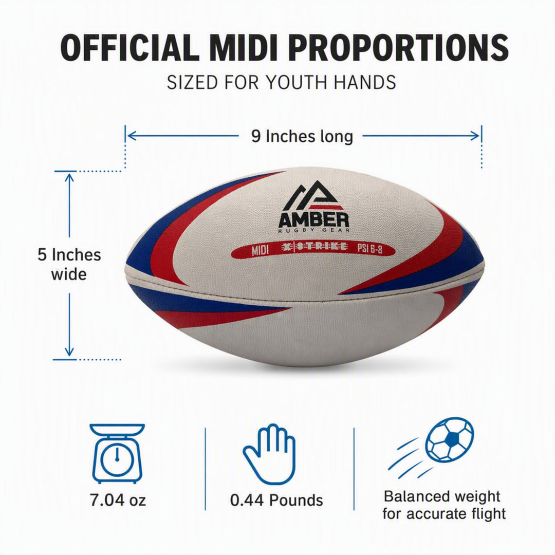Amber Sports Recreational Midi Ball with Non-Slip Surface for All-Weather Use - Official Size and Weight for Match or Training