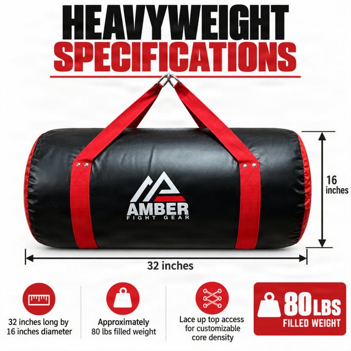 Amber Fight Gear Synthetic Leather Uppercut Bag for Boxing &amp; MMA, 60 lb
