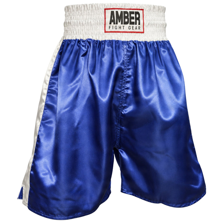 Amber Fight Gear Satin Pro-Style Boxing Trunks with Leg Slits