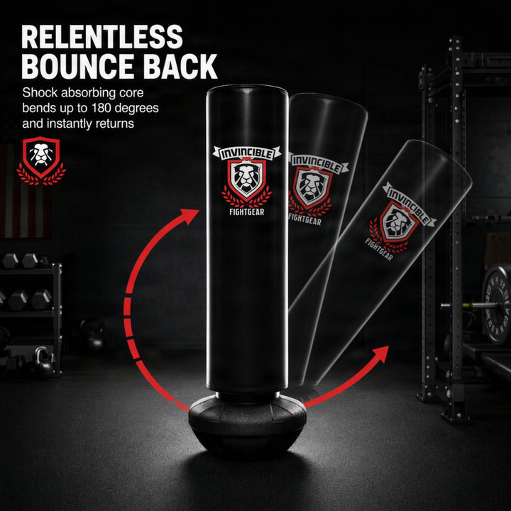 Invincible Fight Gear Bounce Back Freestanding Heavy Duty Boxing Punching Heavy Bag - Durable, Convenient, Multi-Use - Great for Aerobic Fitness and Martial Arts Workouts
