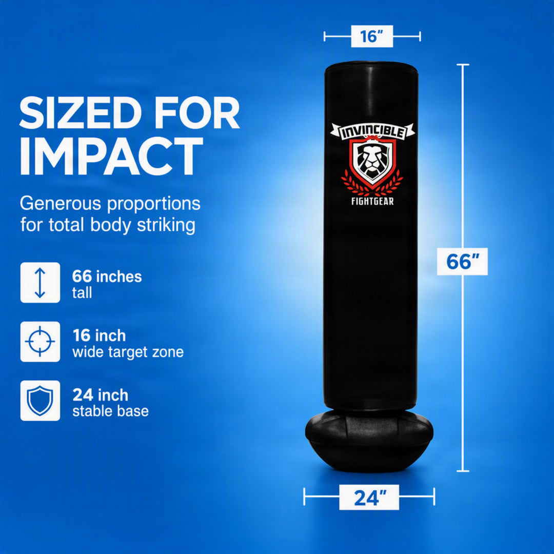 Invincible Fight Gear Bounce Back Freestanding Heavy Duty Boxing Punching Heavy Bag - Durable, Convenient, Multi-Use - Great for Aerobic Fitness and Martial Arts Workouts