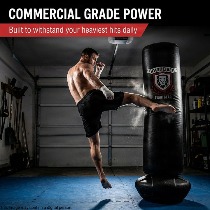 Invincible Fight Gear Bounce Back Freestanding Heavy Duty Boxing Punching Heavy Bag - Durable, Convenient, Multi-Use - Great for Aerobic Fitness and Martial Arts Workouts