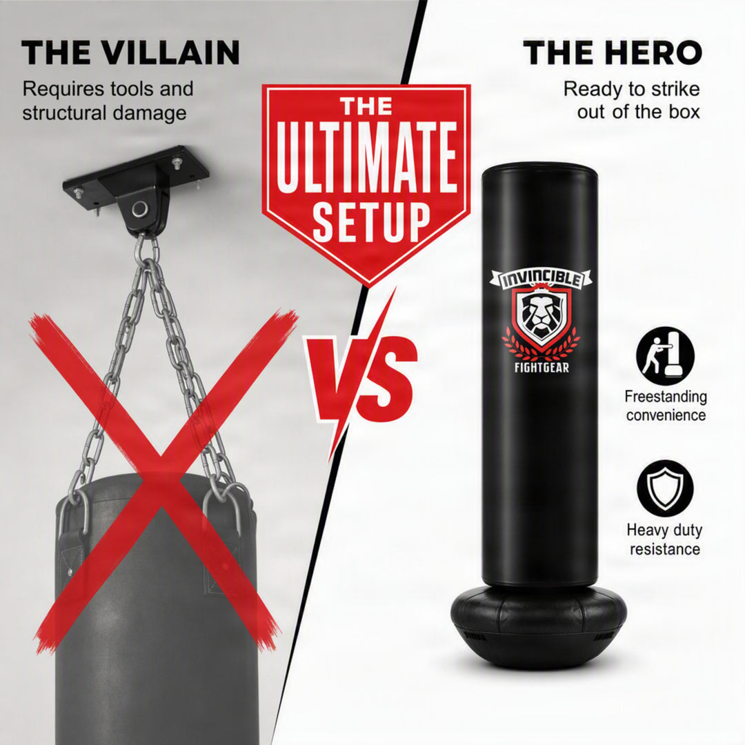 Invincible Fight Gear Bounce Back Freestanding Heavy Duty Boxing Punching Heavy Bag - Durable, Convenient, Multi-Use - Great for Aerobic Fitness and Martial Arts Workouts