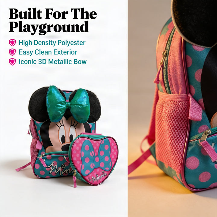 Minnie Mouse 16 inch School Backpack With Detachable Lunch Box Set - Disney Backpack