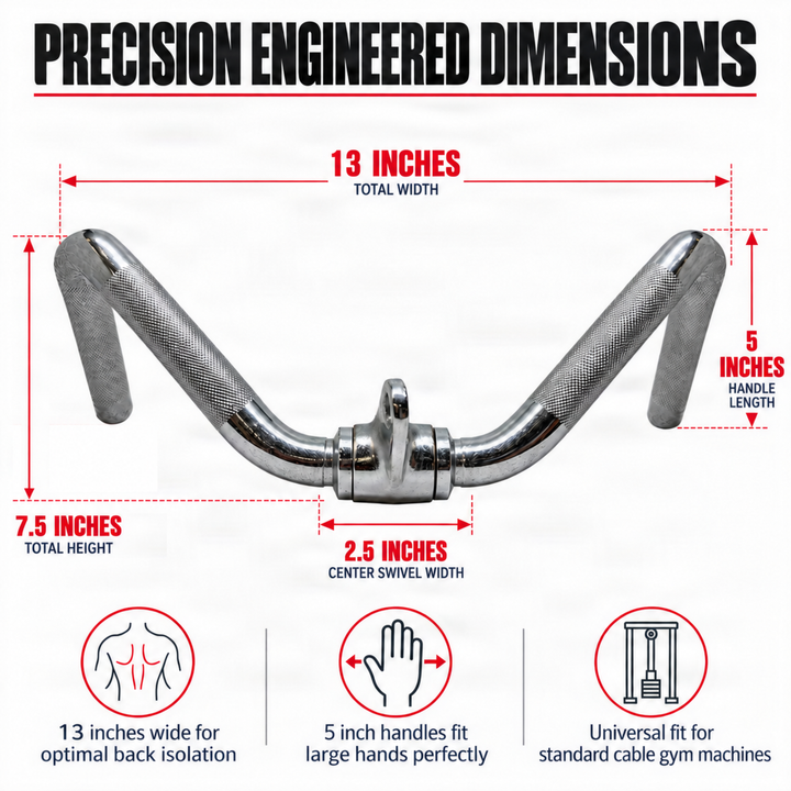 Multi-Exercise Steel Bar, Versatile Fitness Equipment for Bicep Curls, Seated Rows, Triceps Pressdown | Chrome-Plated