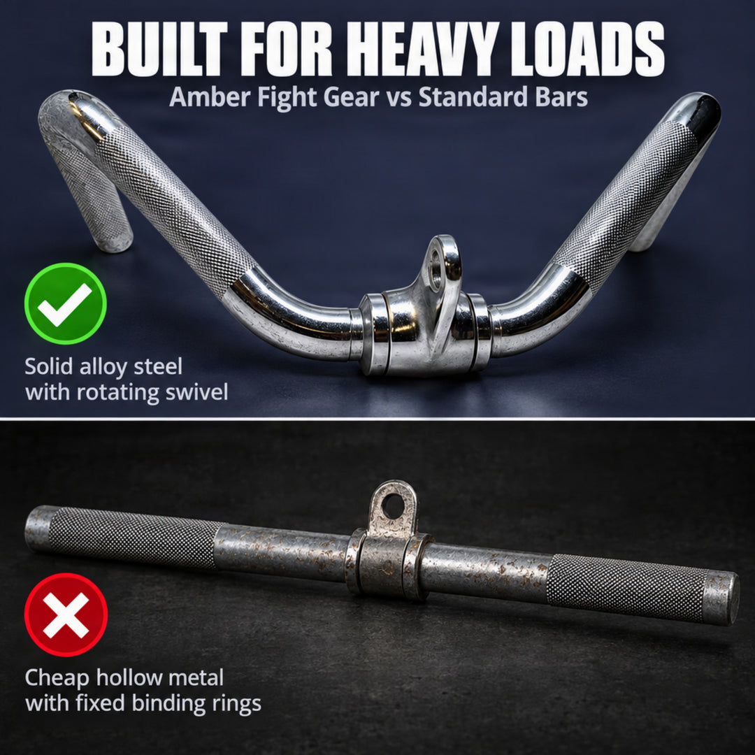 Multi-Exercise Steel Bar, Versatile Fitness Equipment for Bicep Curls, Seated Rows, Triceps Pressdown | Chrome-Plated