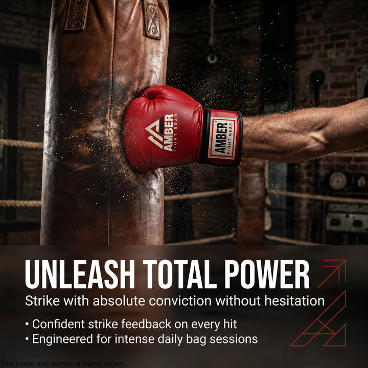 Amber Fight Gear Renegade v1.0 Leather Boxing Gloves with Hook &amp; Loop