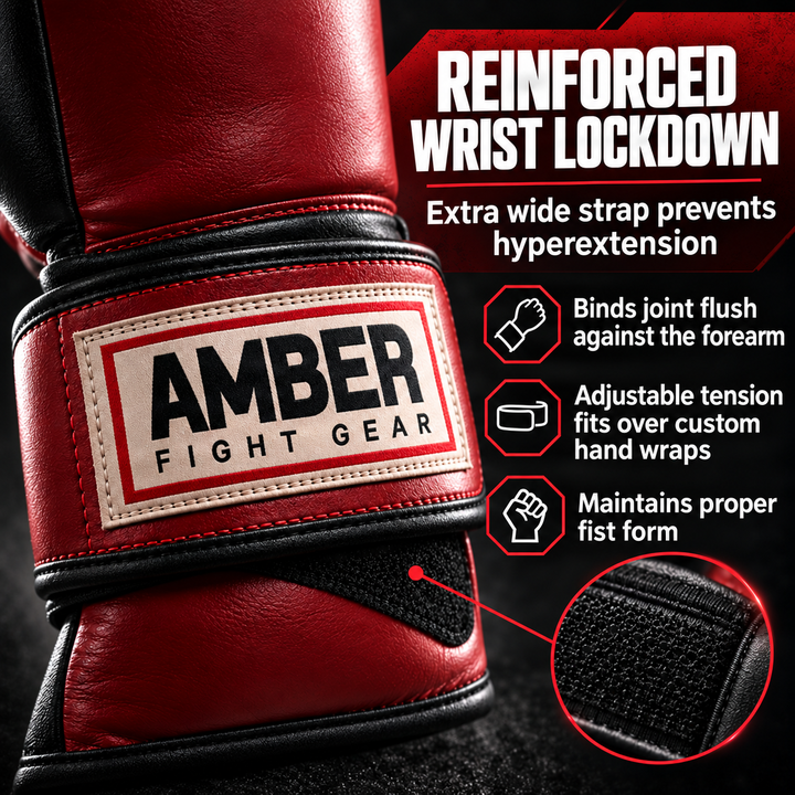 Amber Fight Gear Renegade v1.0 Leather Boxing Gloves with Hook &amp; Loop