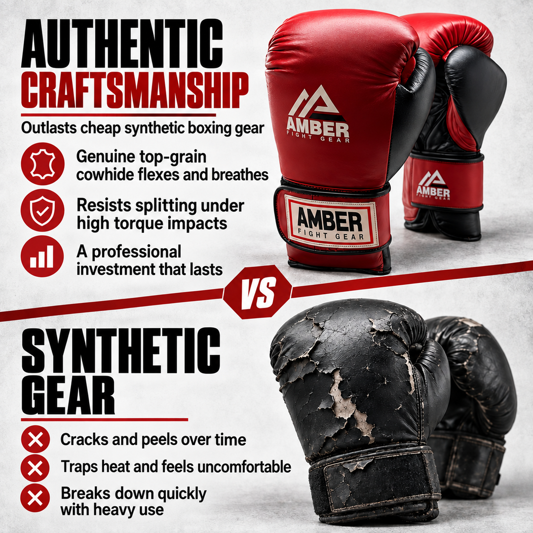 Amber Fight Gear Renegade v1.0 Leather Boxing Gloves with Hook &amp; Loop