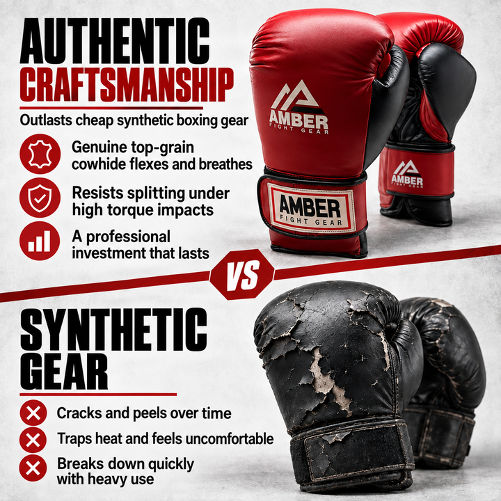 Amber Fight Gear Renegade v1.0 Leather Boxing Gloves with Hook &amp; Loop