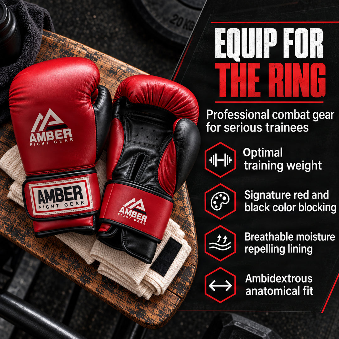 Amber Fight Gear Renegade v1.0 Leather Boxing Gloves with Hook &amp; Loop