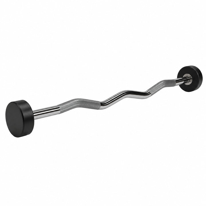 Rubber Coated Pre-weighted Curl Bars Elevate Your Workouts with Durable Alloy Steel Construction, Secure Knurled Grip, Enhanced Comfort, 45lb