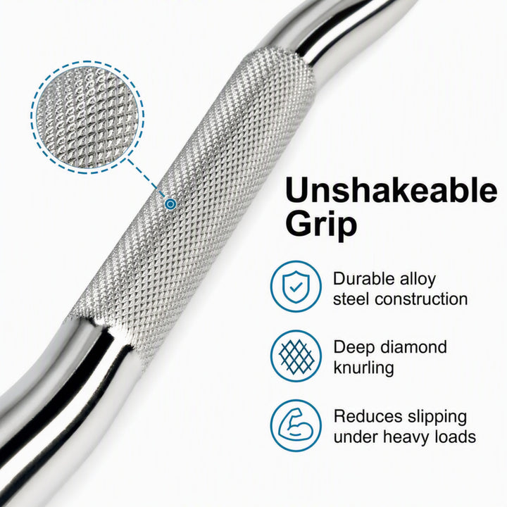 Rubber Coated Pre-weighted Curl Bars Elevate Your Workouts with Durable Alloy Steel Construction, Secure Knurled Grip, Enhanced Comfort, 80lb