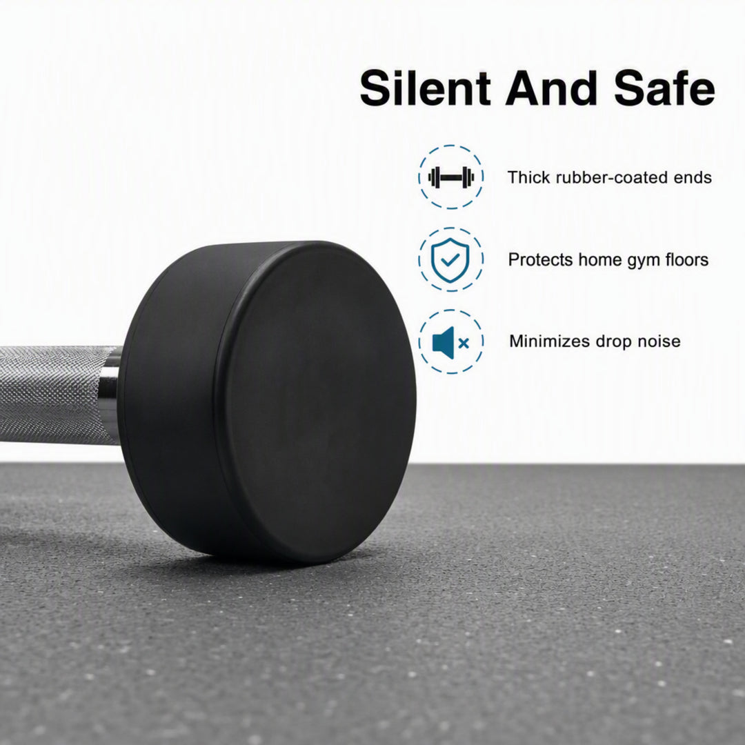 Rubber Coated Pre-weighted Curl Bars Elevate Your Workouts with Durable Alloy Steel Construction, Secure Knurled Grip, Enhanced Comfort, 80lb
