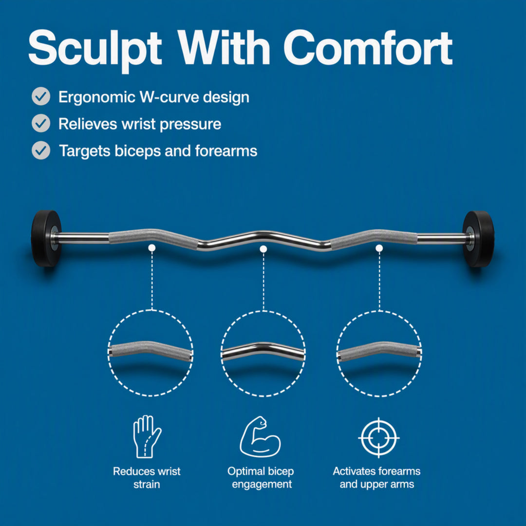 Rubber Coated Pre-weighted Curl Bars Elevate Your Workouts with Durable Alloy Steel Construction, Secure Knurled Grip, Enhanced Comfort, 80lb