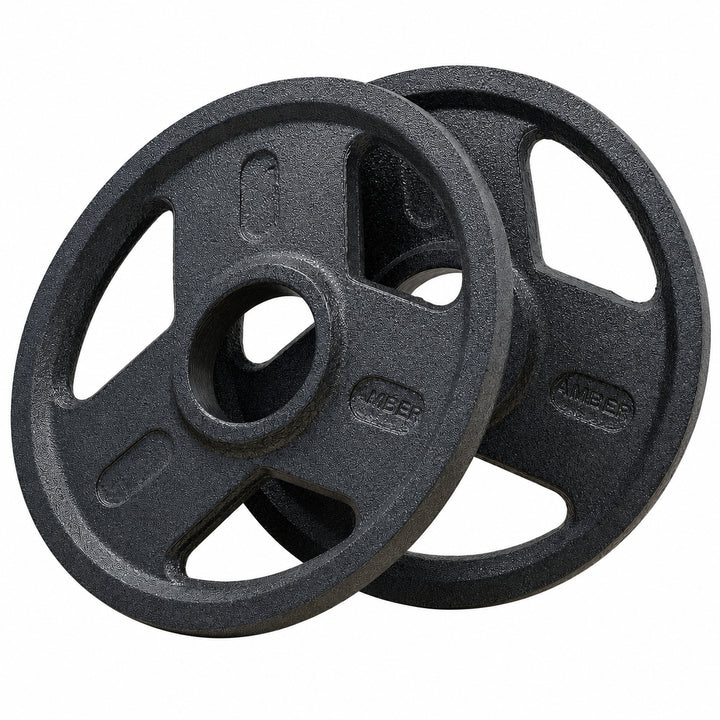 Triple-Grip Weight Plates Durable Cast Iron for Versatile Strength Training - Ideal for Squats, Deadlifts, Bench Press, Rust- Multiple Weight Options Available, Sold as Pair (45, Pounds)