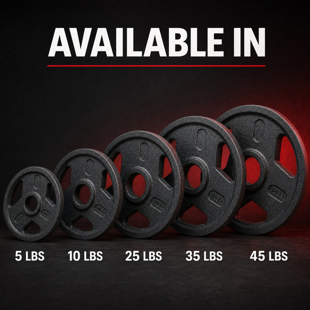 Triple-Grip Weight Plates Durable Cast Iron for Versatile Strength Training - Ideal for Squats, Deadlifts, Bench Press, Multiple Weight Options Available, Sold as Pair (35, Pounds)