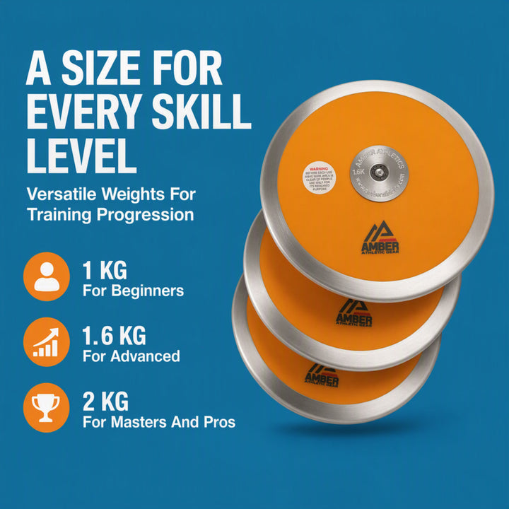 Amber Fight Gear Ultimate Discus IAAF Certified Advanced Training Throwing Implement for Enhanced Aerodynamics, Sturdy Construction, Versatile Sizing Options, and Optimal Design, 1kg, 1.6kg, 2kg