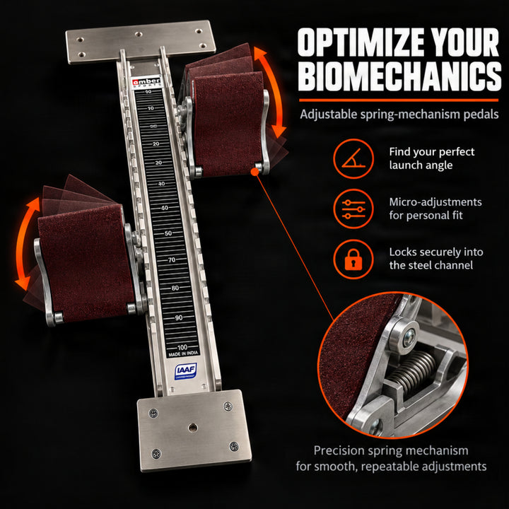 Olympus IAAF Certified Starting Block, Durable Aluminum Construction, Adjustable Pedal Angles, Rust-Proof Steel Channel, Firm Track Grip, and Professional Quality for Optimal Speed and Stability