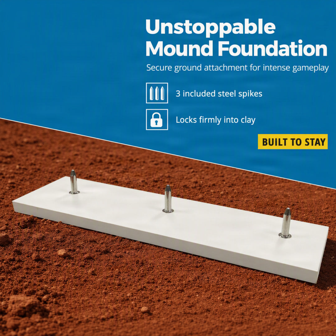 Pitching Rubber with Durable UV-Resistant Construction, Official Size 6 x 24 Inches for Baseball - Includes Nickel-Plated Steel Spikes for Secure Ground Attachment