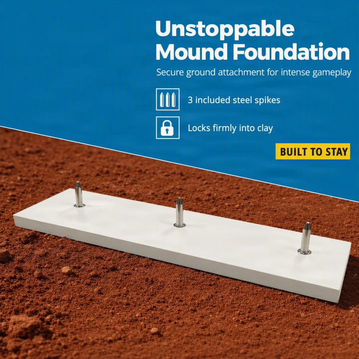 Pitching Rubber with Durable UV-Resistant Construction, Official Size 6 x 24 Inches for Baseball - Includes Nickel-Plated Steel Spikes for Secure Ground Attachment