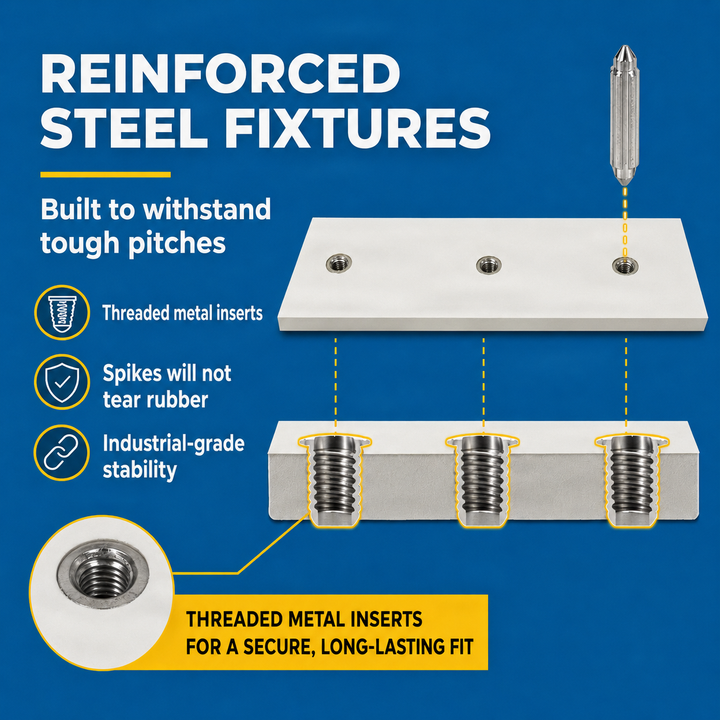 Pitching Rubber with Durable UV-Resistant Construction, Official Size 6 x 24 Inches for Baseball - Includes Nickel-Plated Steel Spikes for Secure Ground Attachment