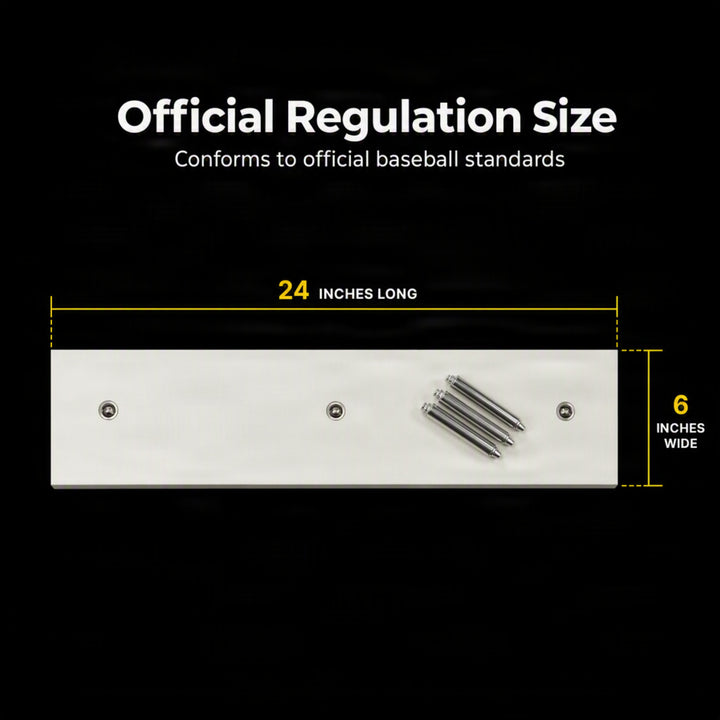 Pitching Rubber with Durable UV-Resistant Construction, Official Size 6 x 24 Inches for Baseball - Includes Nickel-Plated Steel Spikes for Secure Ground Attachment