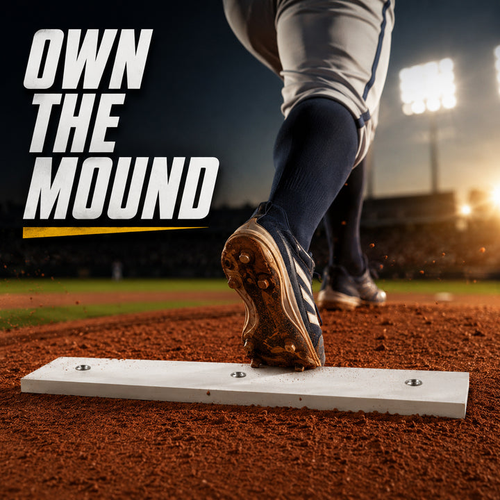 Pitching Rubber with Durable UV-Resistant Construction, Official Size 6 x 24 Inches for Baseball - Includes Nickel-Plated Steel Spikes for Secure Ground Attachment