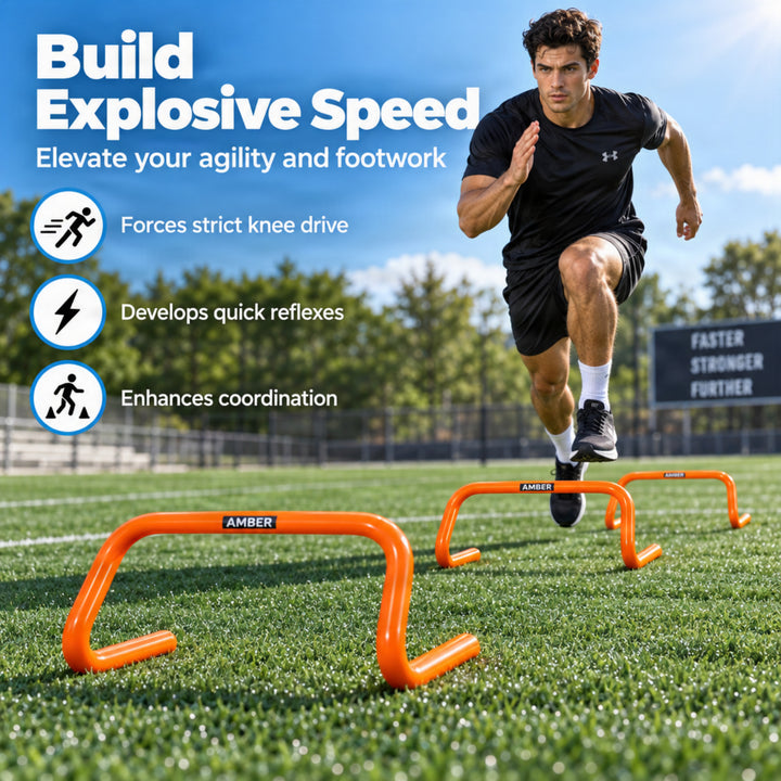 Multi-Sport Speed Training Hurdles Set of 6 Mini Hurdles for Agility &amp; Coordination, Lightweight PVC Construction, Ideal for Football, Soccer, Baseball, Hockey, Track, Tennis, Lacrosse, 6 inch