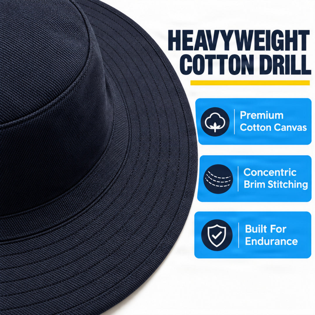 Wide Brim Sun Hat with Internal Towel Band for Cooling and Drying, Durable Heavyweight Cotton Drill Material, Perfect for Outdoor Sports, Matches, and Sun Protection
