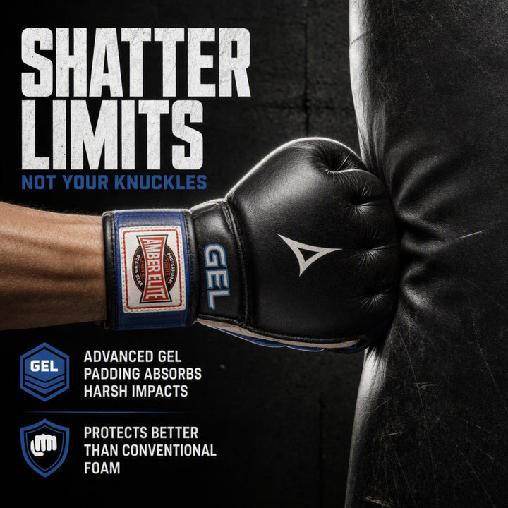 Gel Sparring MMA Glove, Real Leather Combat Mitts, Shock Absorbing Gel Padding for Grappling, Punching Bag, Cage Fighting, Muay Thai, UFC Training, Open Palm, Wrist Support, Half Thumb