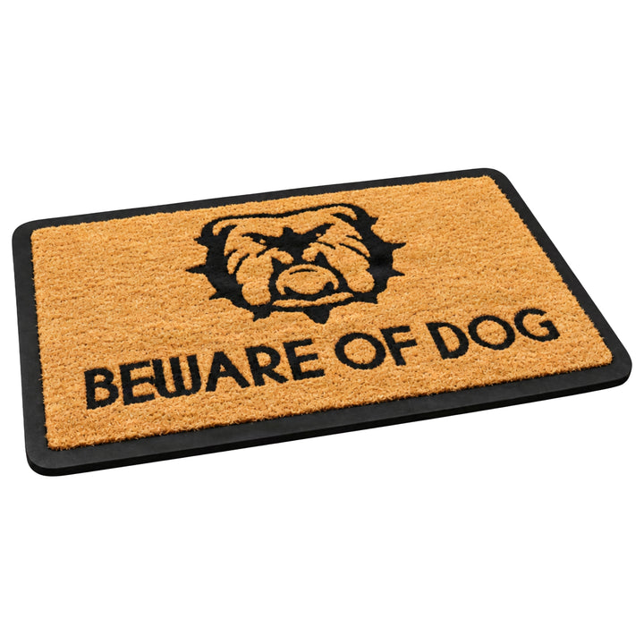 Beware of Dogs Doormat Coir &amp; Rubber Entry Mat, Indoor Outdoor, All-Weather, Easy Clean, Non-Slip, Dirt &amp; Mud Trapper for Patio, Porch, Garage, Home, Office