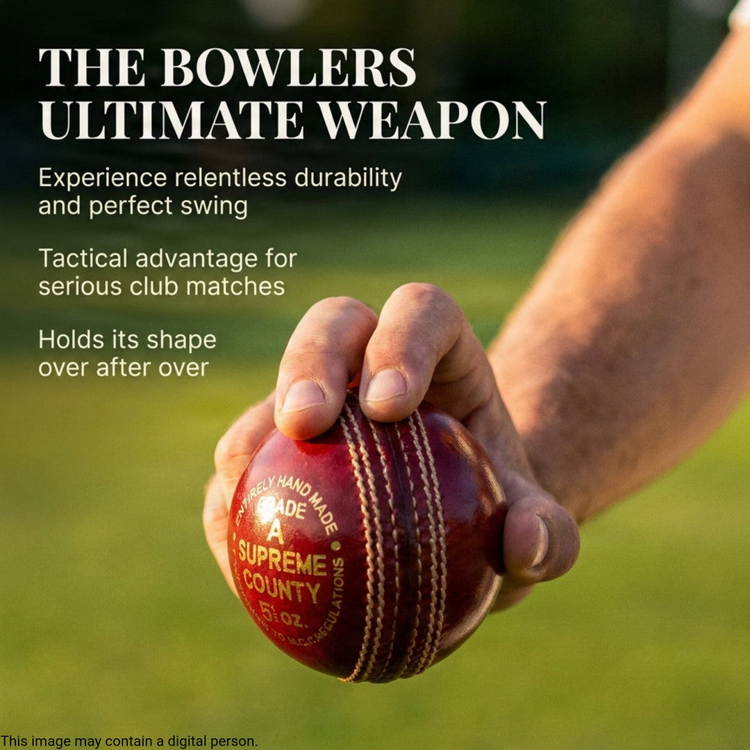 Amber Fight Gear Premium Super County Cricket Leather Ball Durable Handmade Alum-Tanned Leather Natural Cork Core 6/7 Layers Wool 5 Ply Stitching 4-Piece Handcrafted 80 Stitches 5.5oz Wax Polished