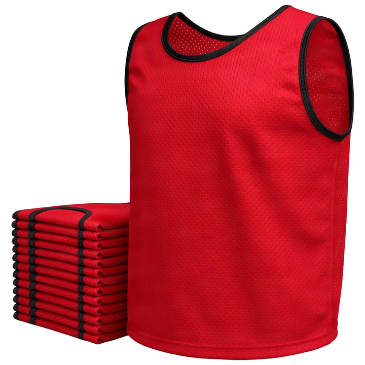 Adult Mesh Practice Scrimmage Jerseys ? Breathable Pinnie for Soccer, Basketball, Gym, Training, School Sports, Lightweight &amp; Durable Team Vest for Games &amp; Practice ? 12 Pack