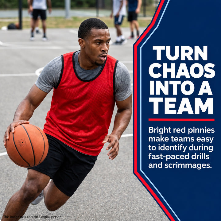 Adult Mesh Practice Scrimmage Jerseys ? Breathable Pinnie for Soccer, Basketball, Gym, Training, School Sports, Lightweight &amp; Durable Team Vest for Games &amp; Practice ? 12 Pack