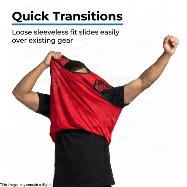 Adult Mesh Practice Scrimmage Jerseys ? Breathable Pinnie for Soccer, Basketball, Gym, Training, School Sports, Lightweight &amp; Durable Team Vest for Games &amp; Practice ? 12 Pack