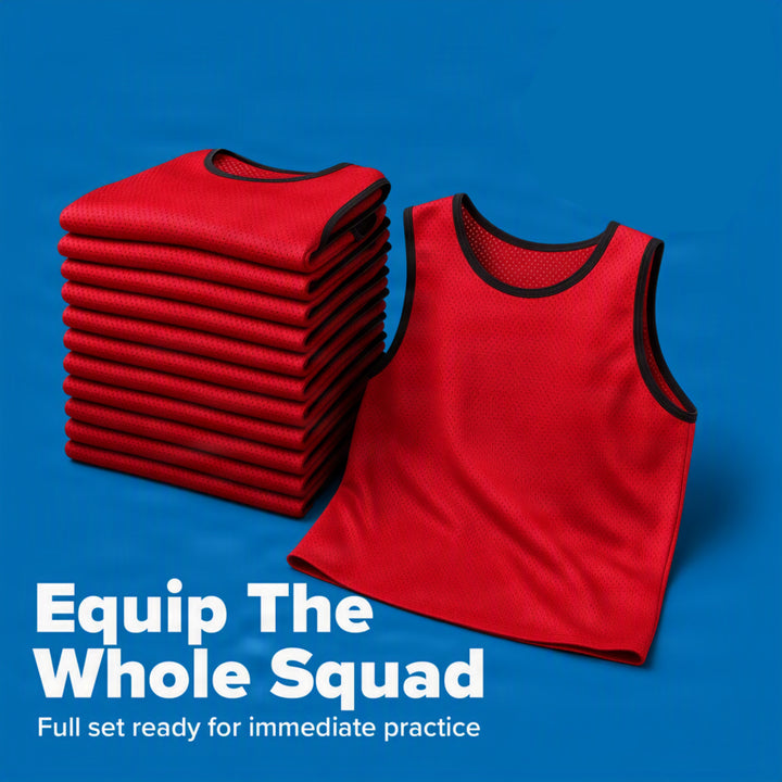 Adult Mesh Practice Scrimmage Jerseys ? Breathable Pinnie for Soccer, Basketball, Gym, Training, School Sports, Lightweight &amp; Durable Team Vest for Games &amp; Practice ? 12 Pack