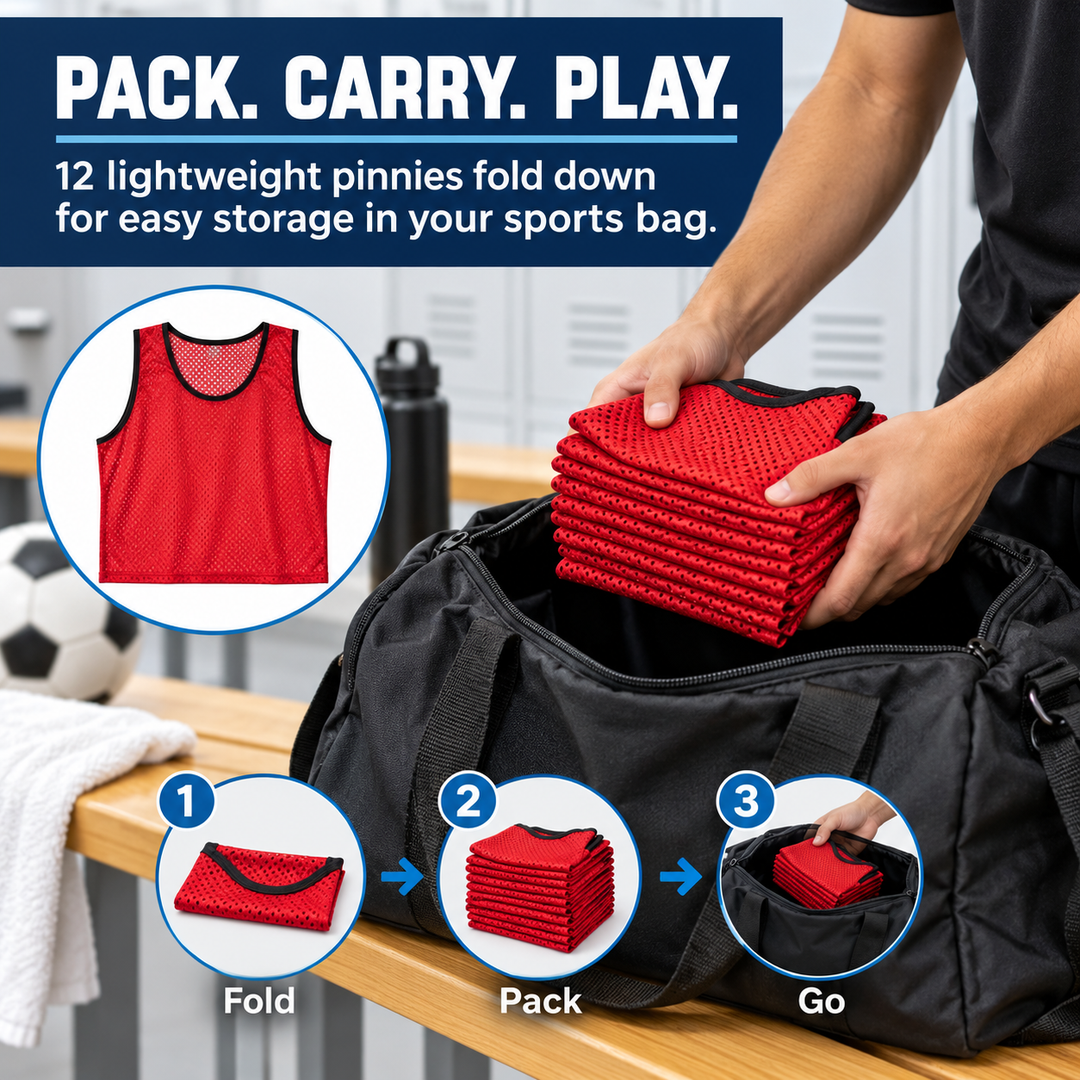 Adult Mesh Practice Scrimmage Jerseys ? Breathable Pinnie for Soccer, Basketball, Gym, Training, School Sports, Lightweight &amp; Durable Team Vest for Games &amp; Practice ? 12 Pack