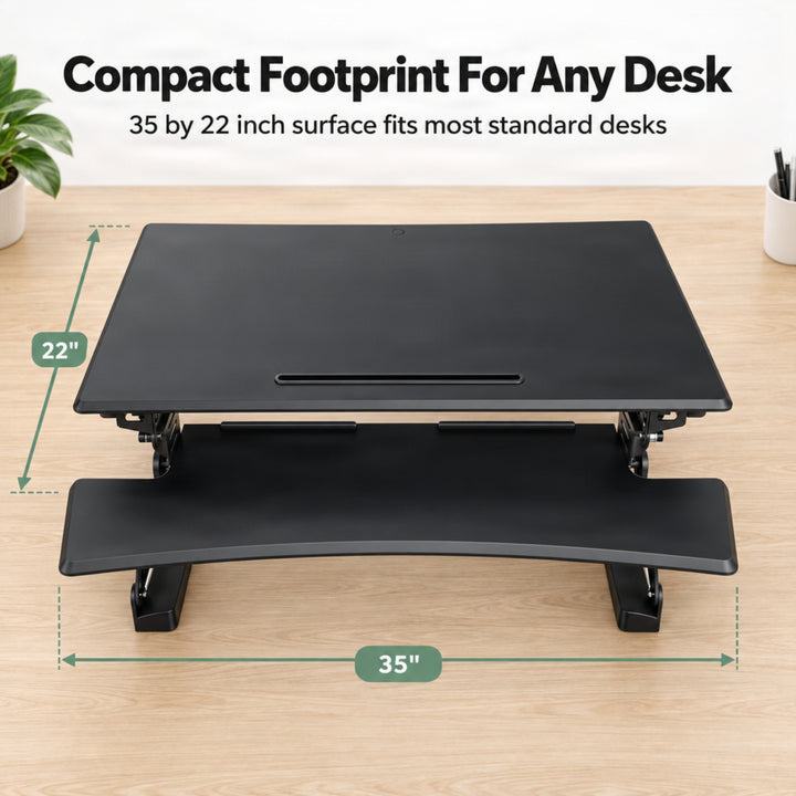 Adjustable Desk Stand, Sit to Stand Workstation, Ergonomic Height Adjustable Converter, Compact &amp; Sturdy for Home &amp; Office, 35x22 Inches, Black