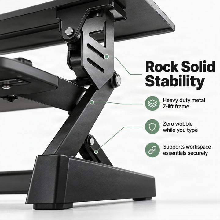 Adjustable Desk Stand, Sit to Stand Workstation, Ergonomic Height Adjustable Converter, Compact &amp; Sturdy for Home &amp; Office, 35x22 Inches, Black