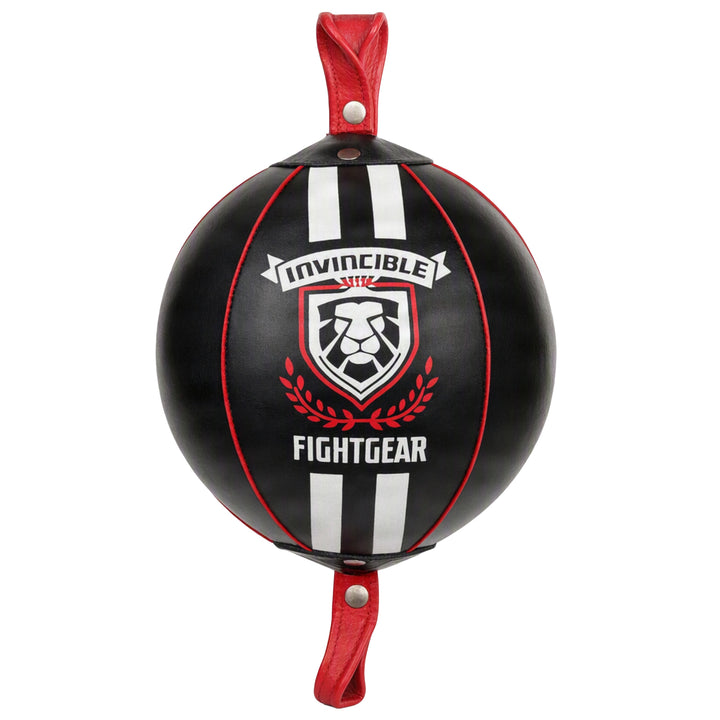 Professional Leather Double End Boxing Bag with Bungee Cords for Boxing, MMA, Muay Thai, Fitness Speed Dodge Reflex Ball, Floor to Ceiling Training